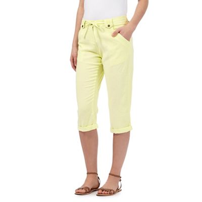 The Collection Lime linen blend cropped trousers